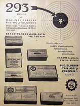 Sakon mainos Hakkapeliitta-lehdessä vuodelta 1932.